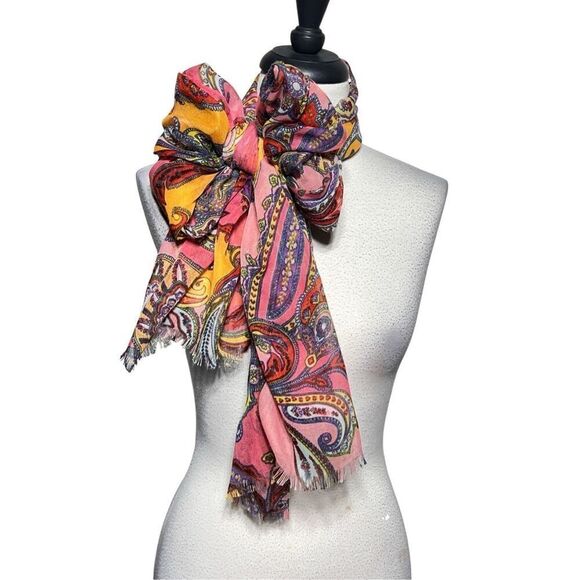 Scarves set of 2 Summer Weight Leopard and Bright Colorful Paisley - Picture 2 of 3